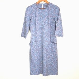 J. McLaughlin Shift Dress Blue Orange Speckled Print Size Small